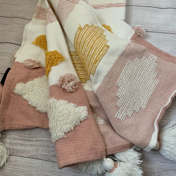 Rachel Zoe Bedding Rachel Zoe Throw Blanket Cream And Pink Striped